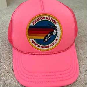Aviator Nation Neon Pink Cap with Rainbow Patch